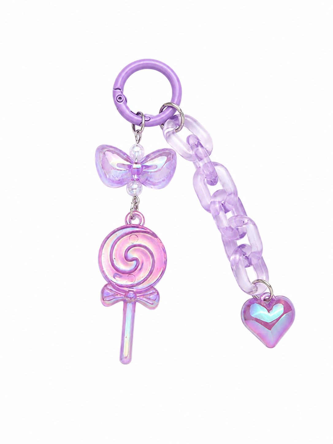 Purple Candy Heart Bag Charm