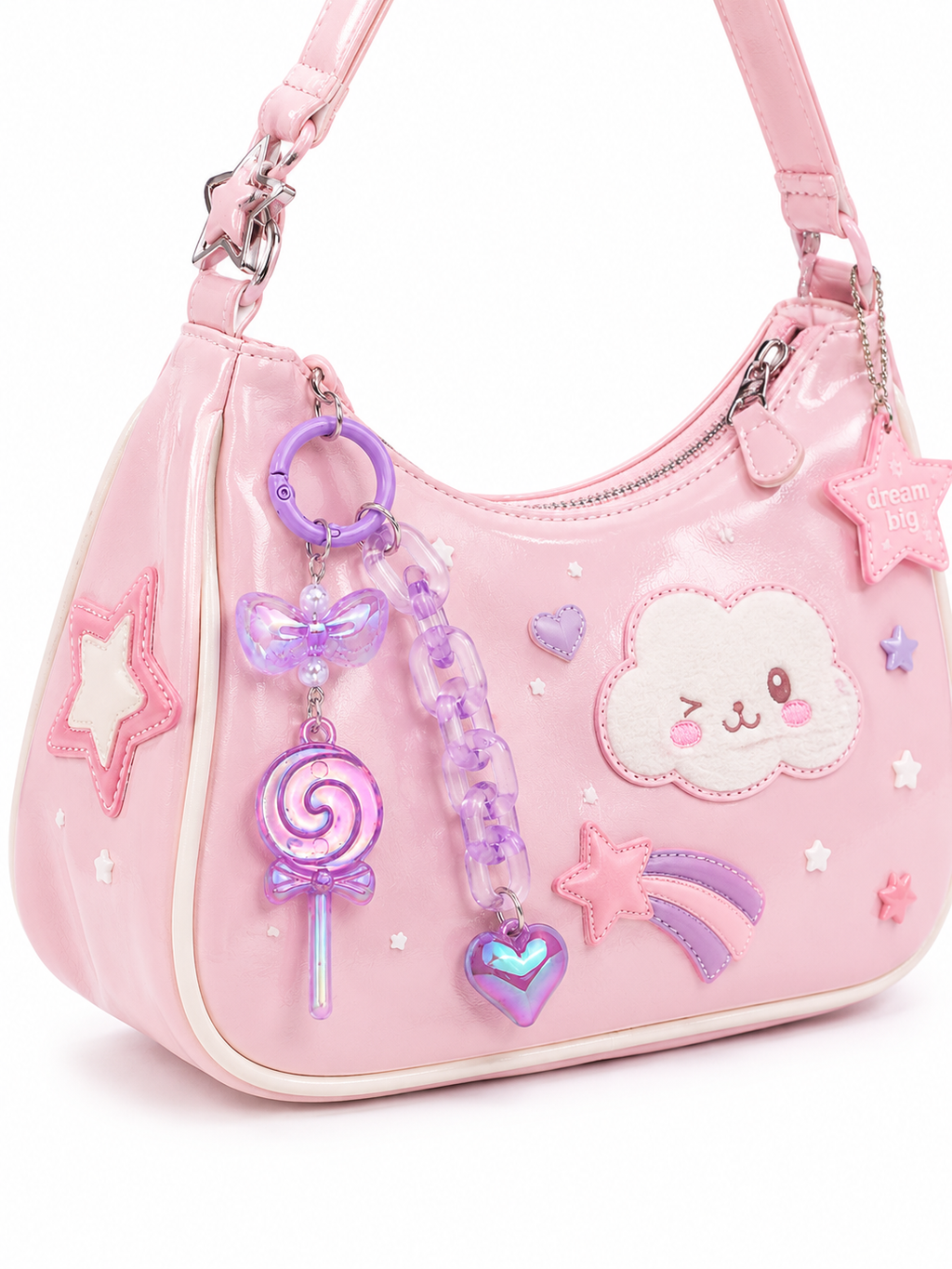 Purple Candy Heart Bag Charm