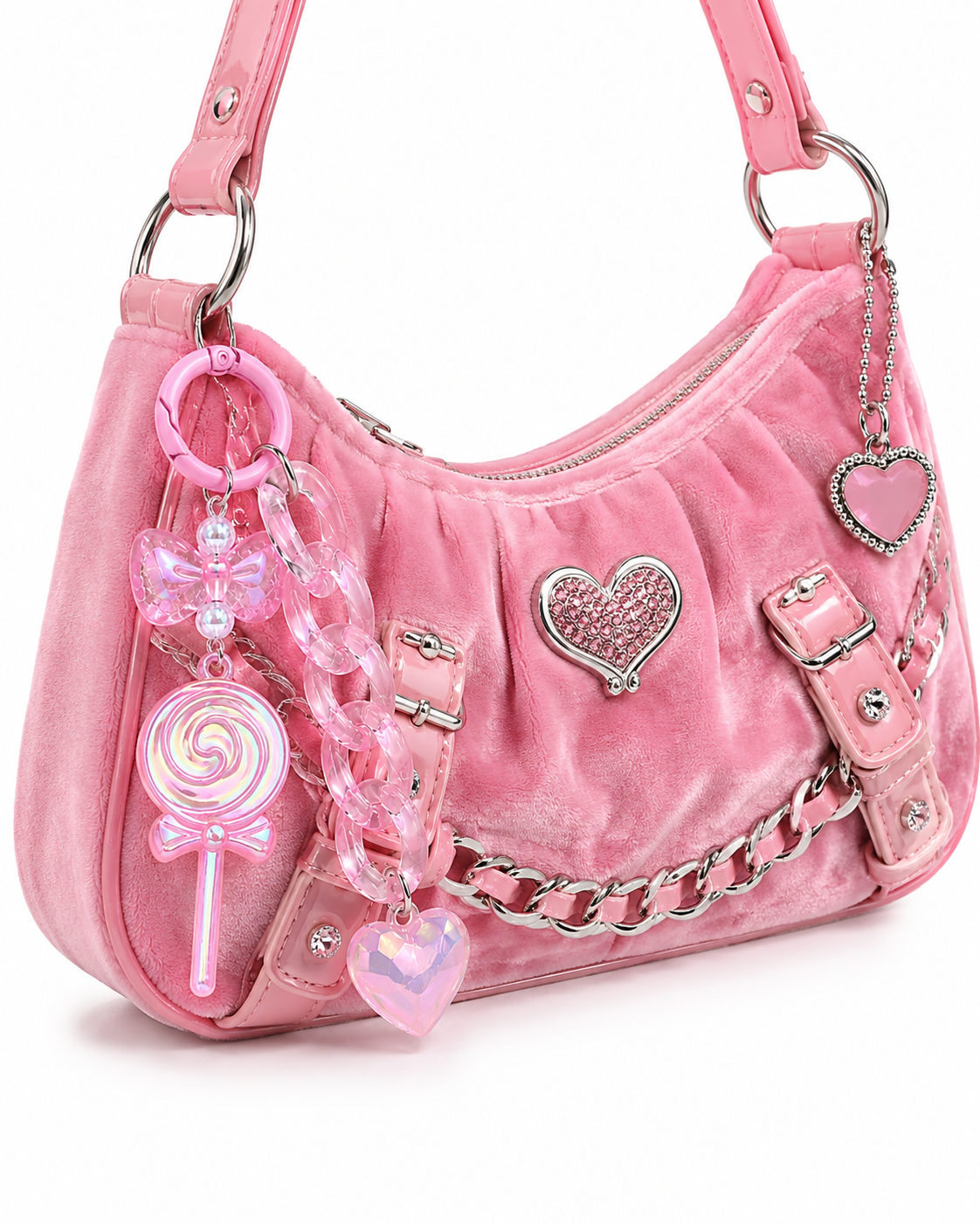 Pink Candy Hear Bag Charm