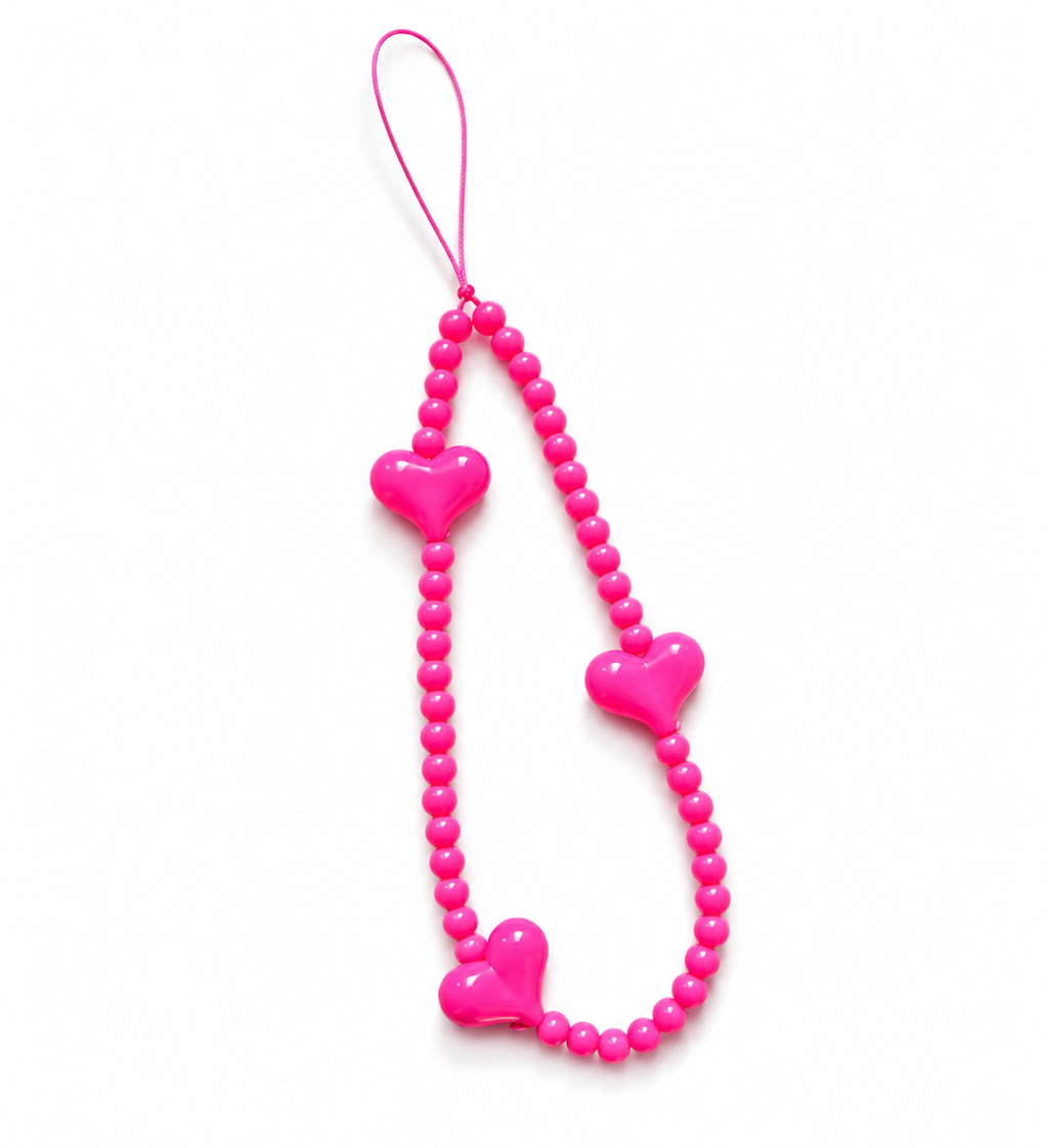 Pink Heart Phone Charm