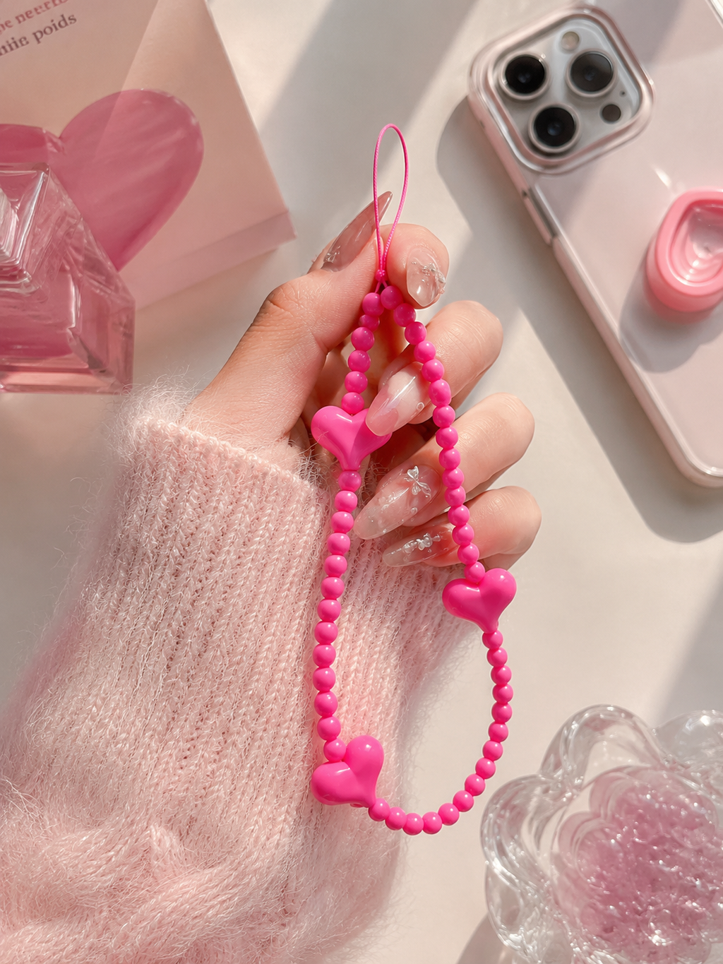 Pink Heart Phone Charm