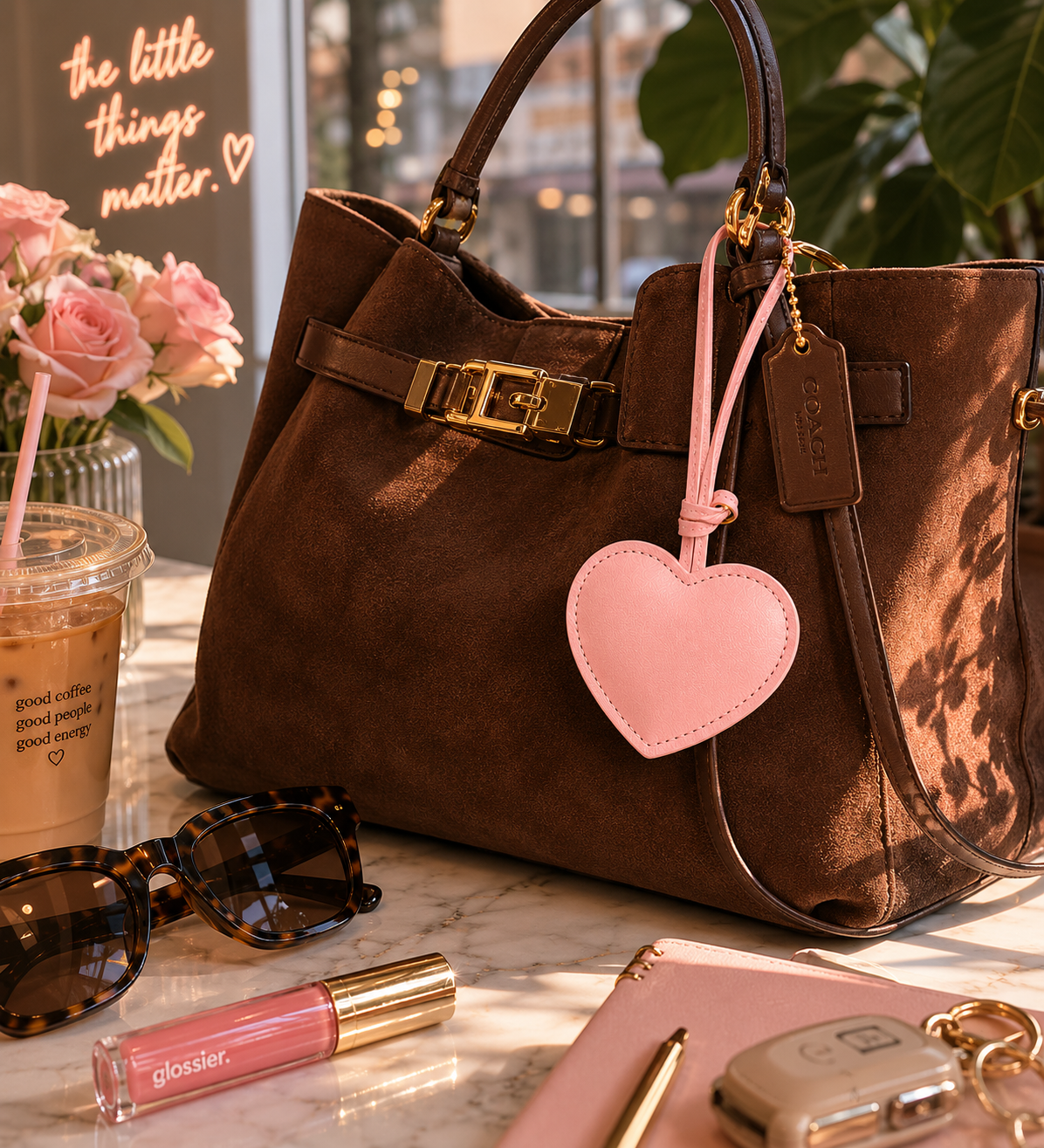 Simple Pink Heart Bag Charm