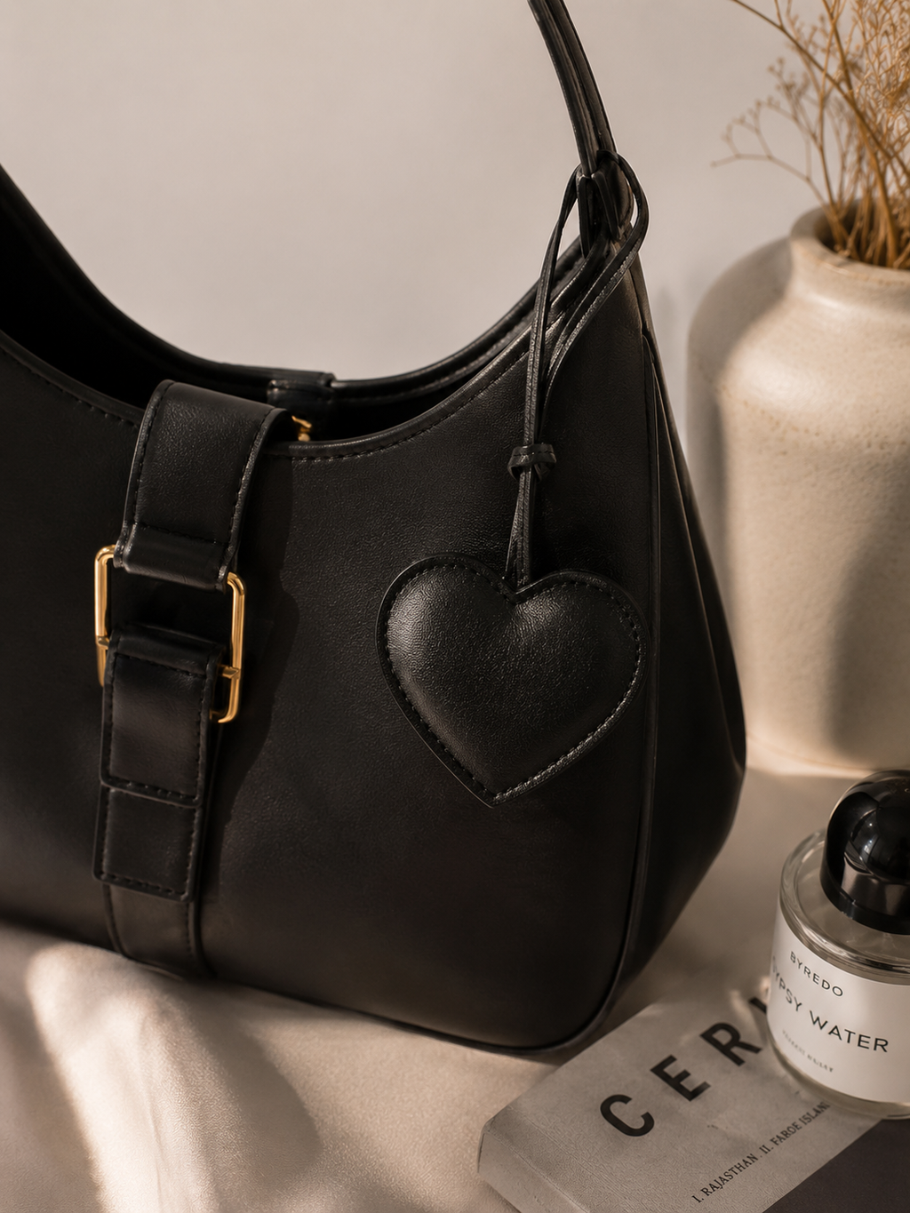 Simple Black Heart Bag Charm