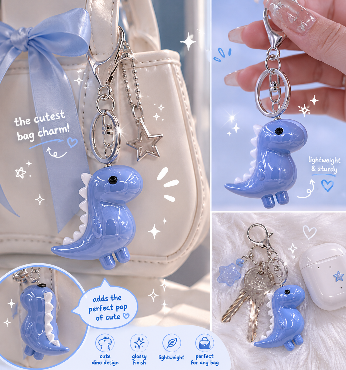 Dino Blue Bag Charm