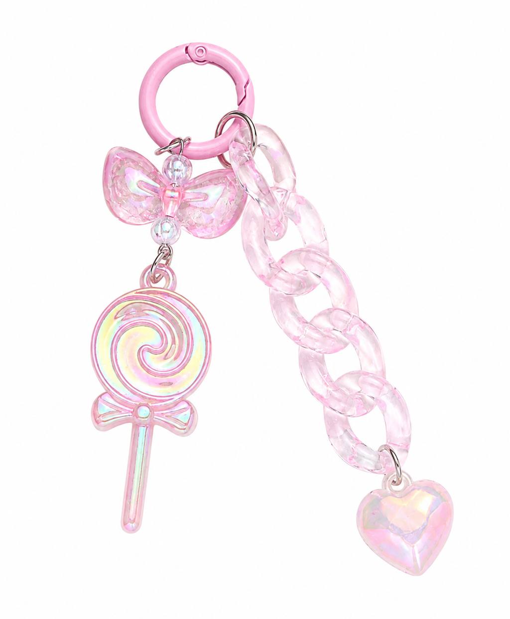 Pink Candy Hear Bag Charm