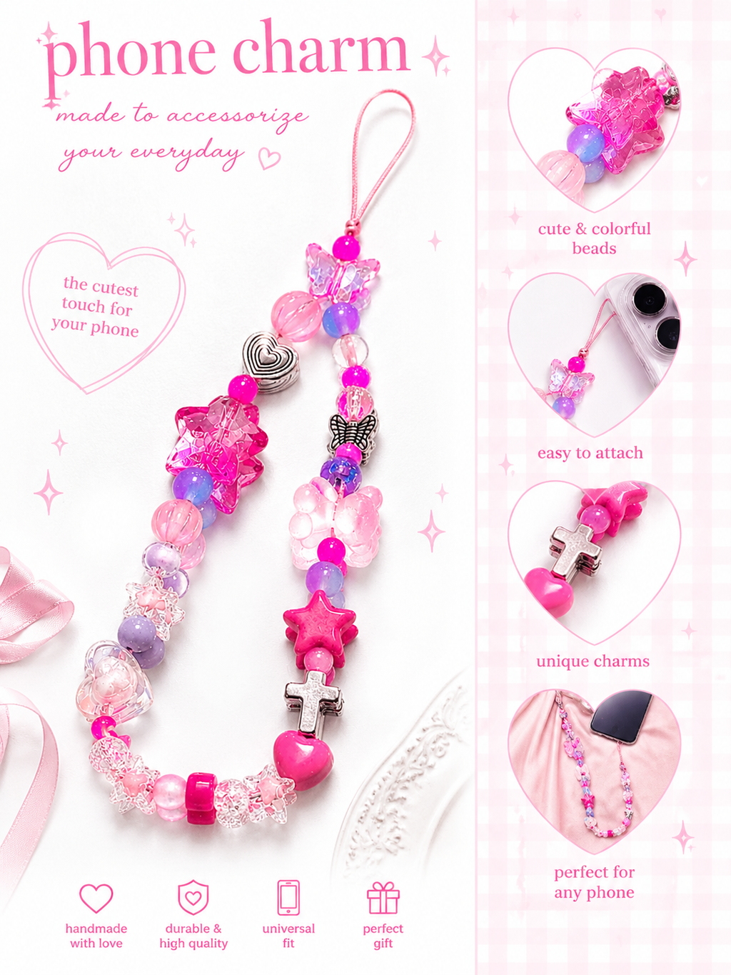 Pink Y2K Phone Charm