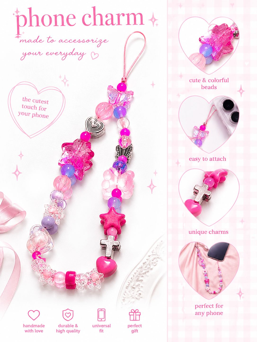 Pink Y2K Phone Charm