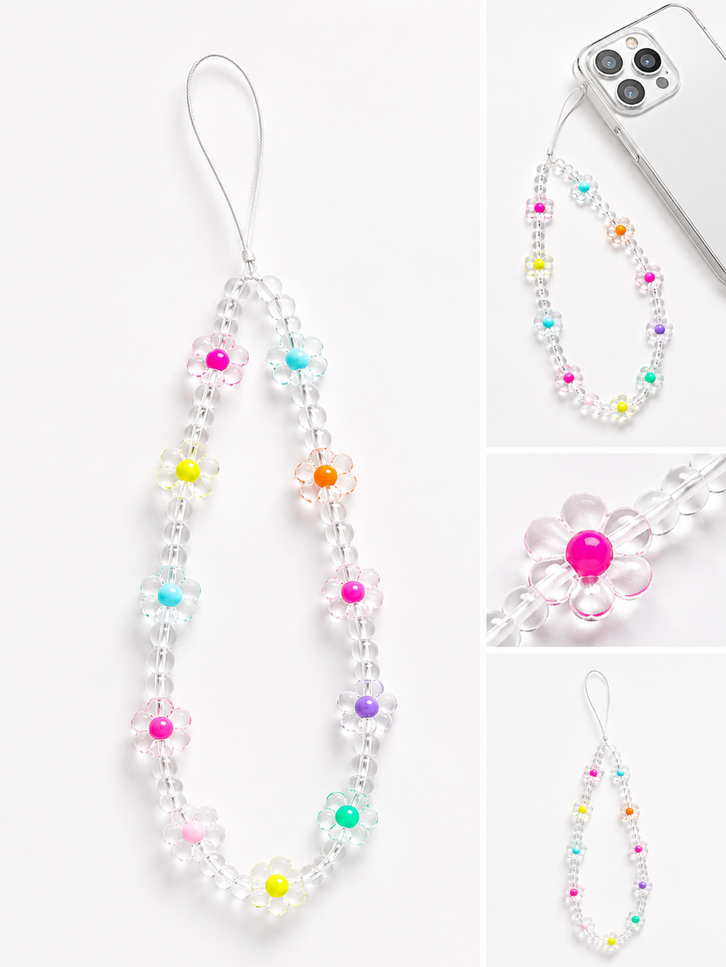Clear Flower Phone Charm