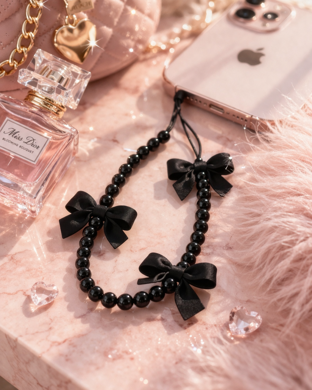 Black Bow Link Phone Charm