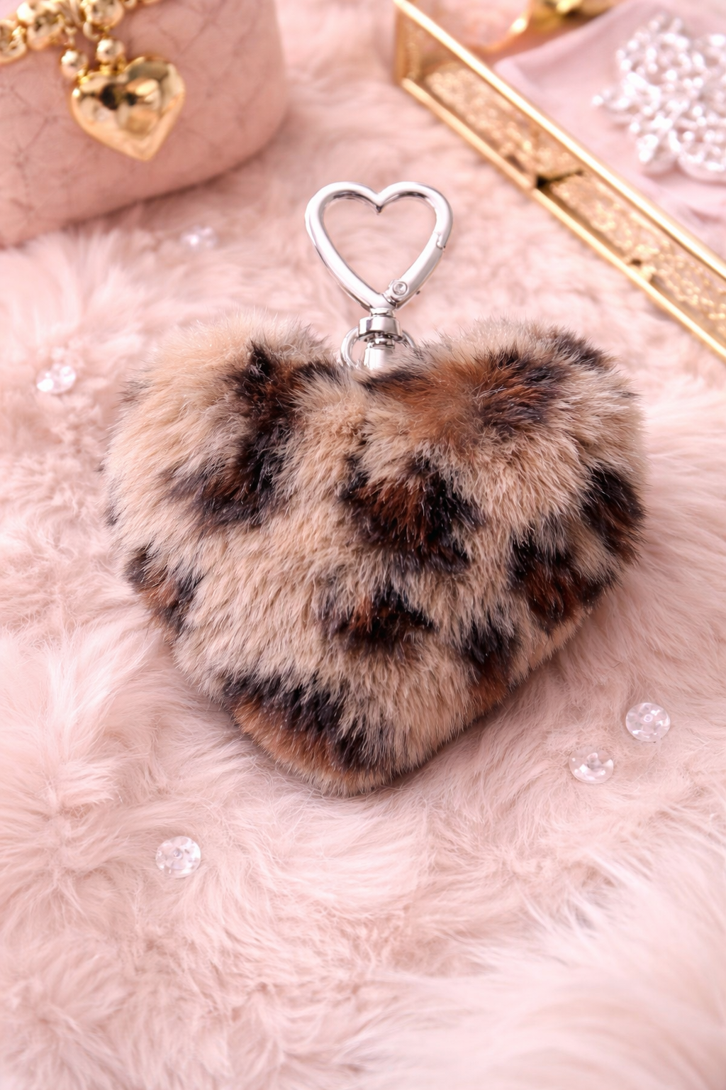 I Love Brown Fur Bag Charm