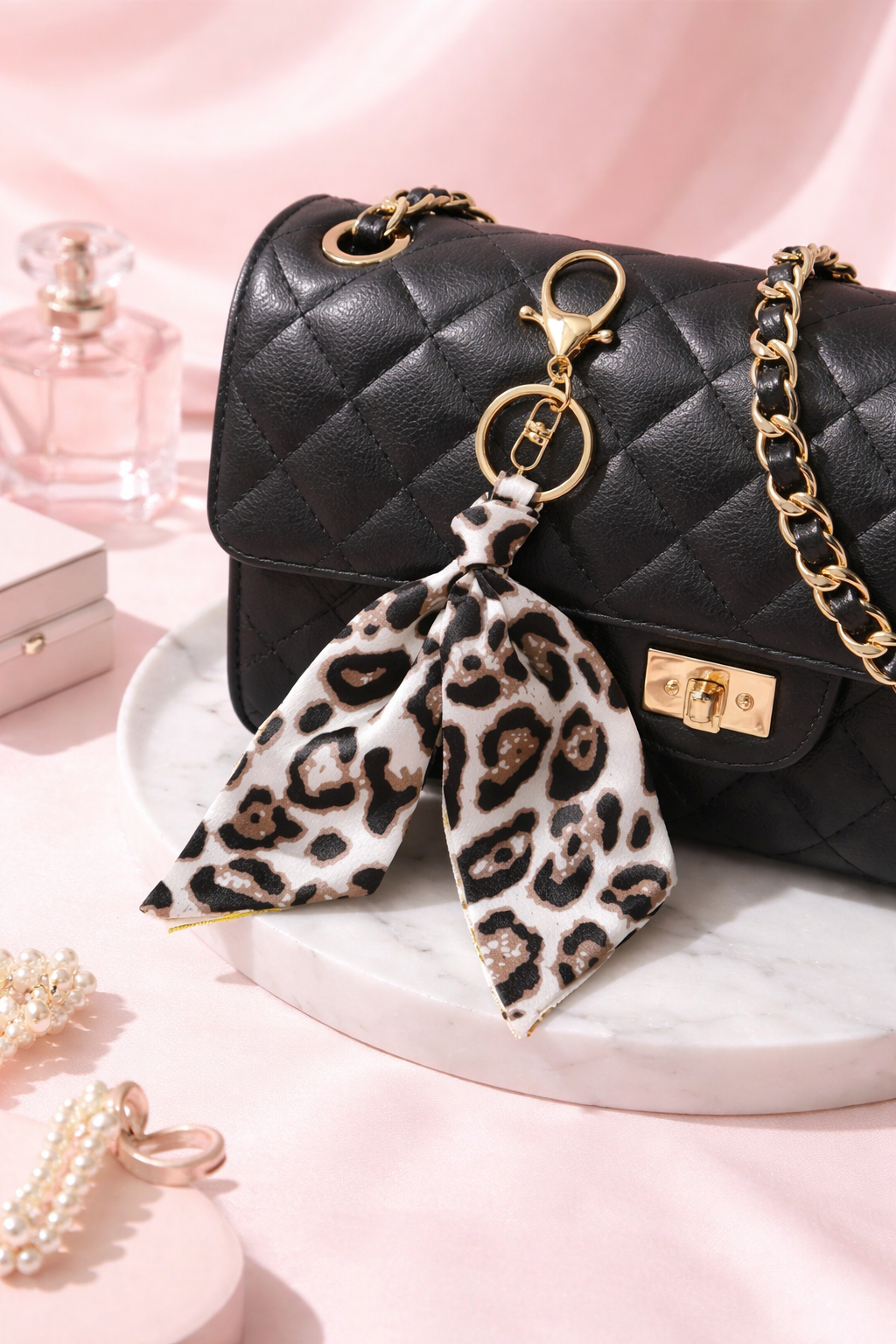 Leopard Ribbon Lux Bag Charm